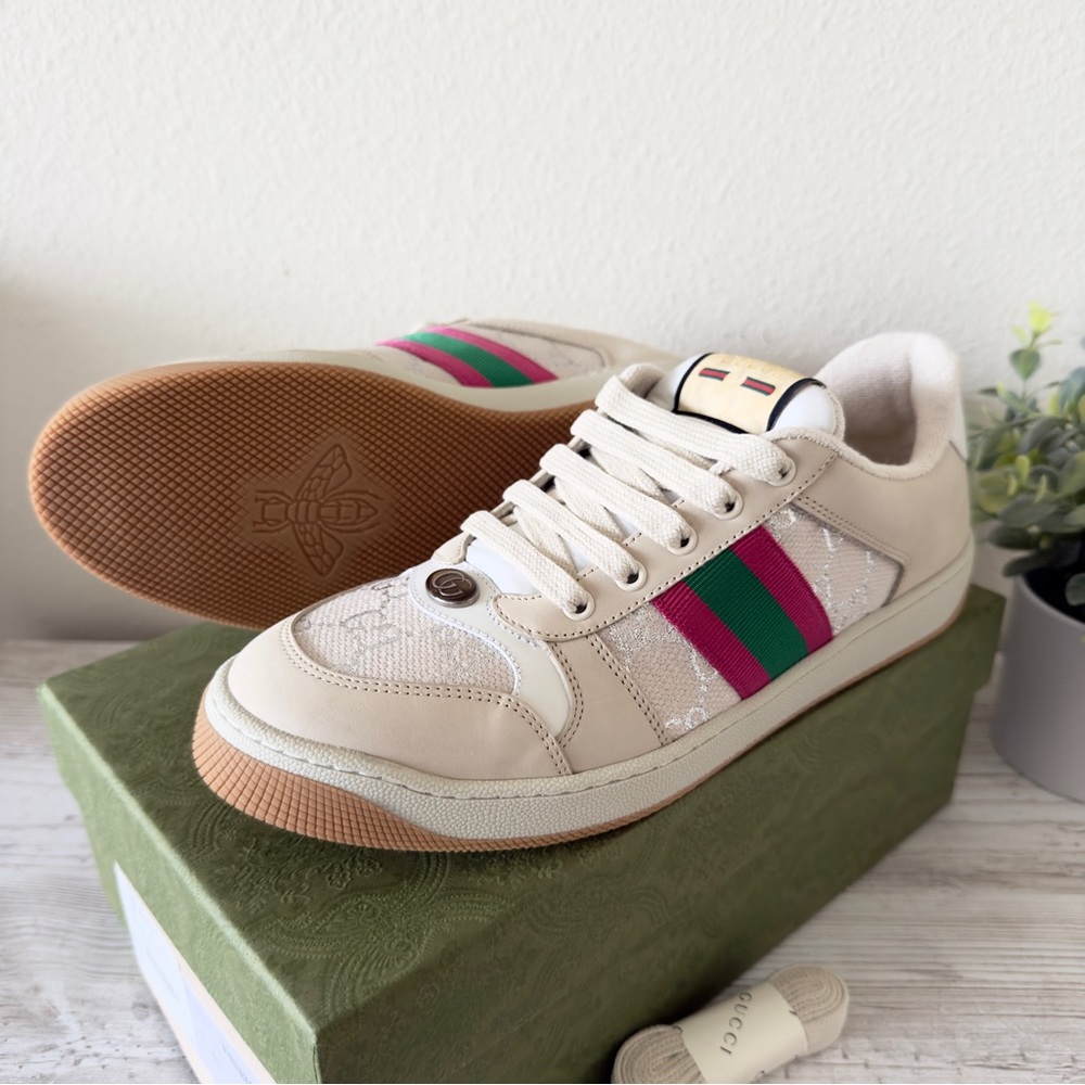 New Gucci GG Screener Women Sneakers with Web, size 41.5, US 11.5